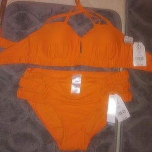 Orange two piece bathing suit